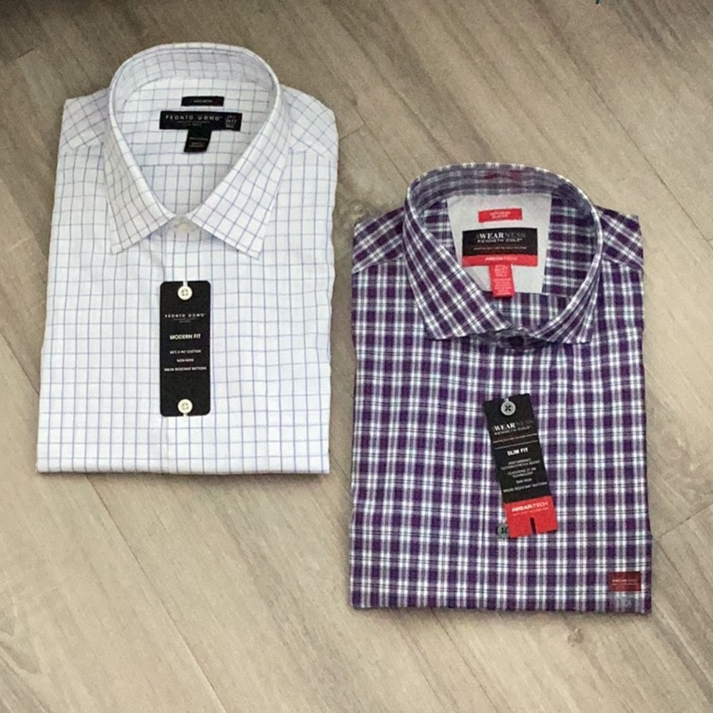 Purple and White Checkered Men's Shirts